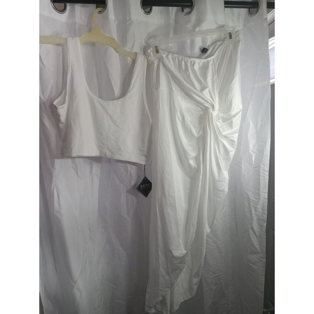 XL ZAFUL Women's Casual Sleeveless Summer 2 Piece Outfit Crop Top & Side Split